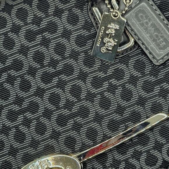 Coach Black Jacquard Monogram Madison Madeline Handbag Satchel Purse - Picture 3 of 7